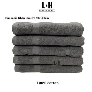 Combo 5c Khăn tắm cotton Basic cao cấp 50x100cm, thấm hút nước tốt, không bai xù