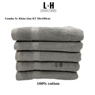 Combo 5c Khăn tắm cotton Basic cao cấp 50x100cm, thấm hút nước tốt, không bai xù