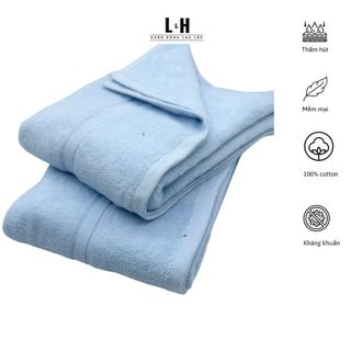 Bộ 2 Khăn Tắm 60x120cm HANOITEX, Thấm Hút, Không Bám Bông, Không Ra Màu