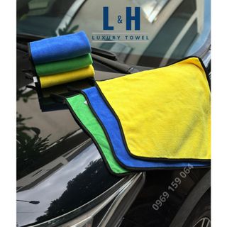 Khăn lau ô tô 2 mặt đa năng Microfiber siêu mềm siêu thấm, dày, không đổ lông, chuyên dụng lau xe ô tô