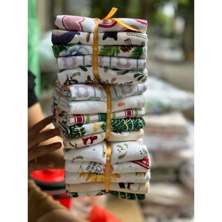 Combo 5c khăn tắm gội vintage, KT 40x70cm cotton MJ cao cấp, giao màu ngẫu nhiên