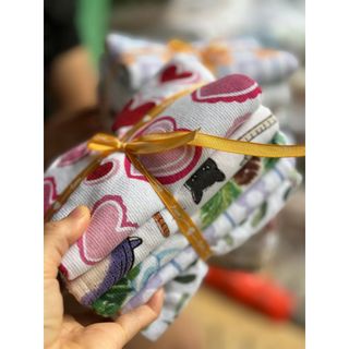 Combo 5c khăn tắm gội vintage, KT 40x70cm cotton MJ cao cấp, giao màu ngẫu nhiên