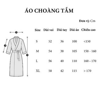 Áo Choàng Ngủ, Áo Choàng Tắm Khách Sạn 5 Sao, COTTON MJ Cao Cấp, Thấm Hút Tốt, Không Bám Bông