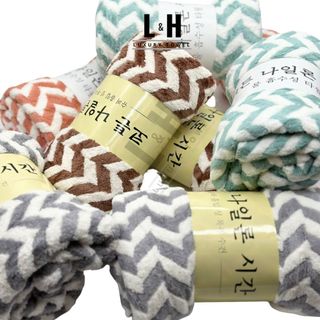 Khăn tắm lông cừu L&H zích zắc, kt 50x100cm