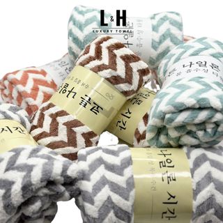Khăn tắm lông cừu L&H zích zắc, kt 50x100cm