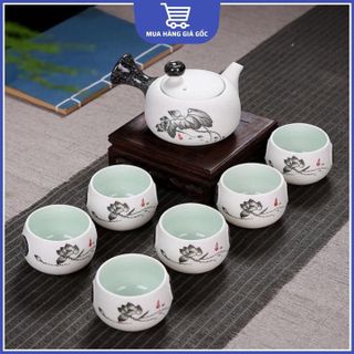 Bộ Ấm Trà Cổ Hoa Sen (THÙNG 24B)