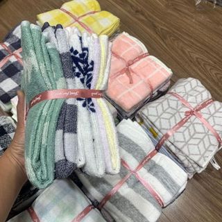 Set 10 khăn tắm, gội MJ xuất nhật quà tặng sang trọng, KT 35x90cm