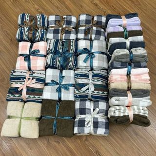 Combo 1 khăn tắm MJ 70x140cm và 1 khăn mặt vuông MJ 34x35cm