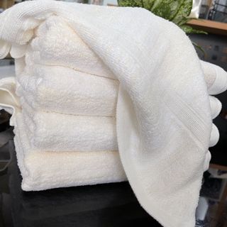 Khăn tắm trắng Kẻ mờ sọc vàng Nâu trắng, siêu đẹp, KT 50x100cm, 200g