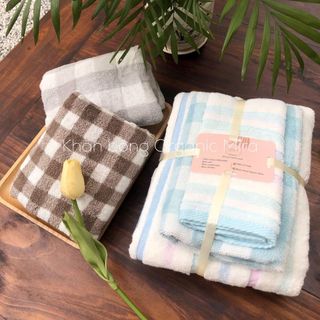 Combo 10 chiếc khăn tắm, lau đầu xuất nhật MJ Mix màu, KT 35x85cm