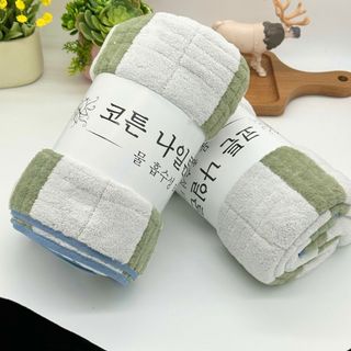 Khăn Tắm Lông Cừu Kẻ, Viền To, KT 70x140cm Nặng 350g