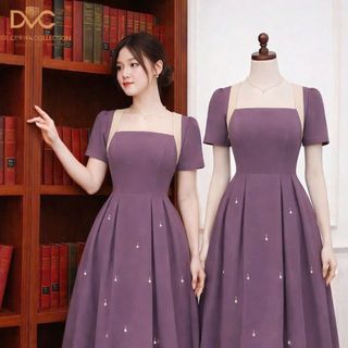 Đầm liền dự tiệc thiết kế dáng xoè giúp che khuyết điểm, dự tiệc chất liệu cotton co giãn, mềm mại, dày dặn B12