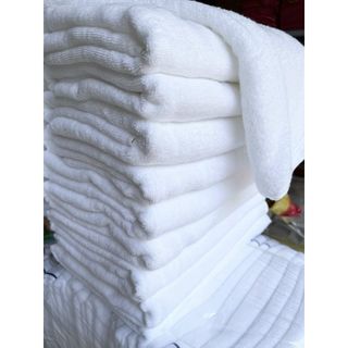 Khăn tắm trắng khách sạn, 60x130cm, xuất dư,sợi CD, nặng 250g, Logo