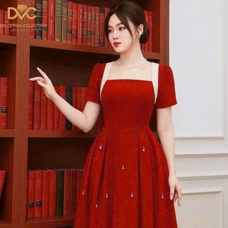 Đầm liền dự tiệc thiết kế dáng xoè giúp che khuyết điểm, dự tiệc chất liệu cotton co giãn, mềm mại, dày dặn B12