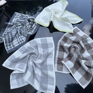 Khăn mặt kẻ xuất nhật MJ Organic, KT 34x35cm