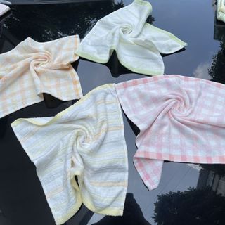 Khăn mặt kẻ xuất nhật MJ Organic, KT 34x35cm