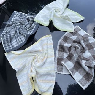 Khăn mặt kẻ xuất nhật MJ Organic, KT 34x35cm