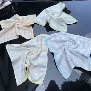 Khăn mặt kẻ xuất nhật MJ Organic, KT 34x35cm