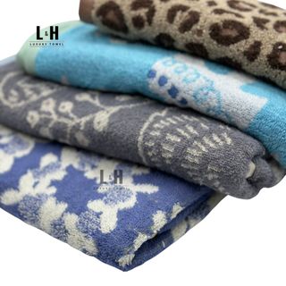 Khăn tắm cotton xuất nhật MJ Organic, họa tiết lá, 60x120cm, 300g