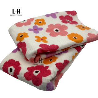 Khăn tắm cotton xuất nhật MJ Organic, họa tiết lá, 60x120cm, 300g