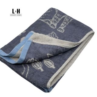 Khăn tắm cotton xuất nhật MJ Organic, họa tiết lá, 60x120cm, 300g