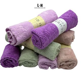 Khăn Tắm Lông Cừu, Hoa Văn Chìm Hình Gấu KT 50x100cm, nặng 200g