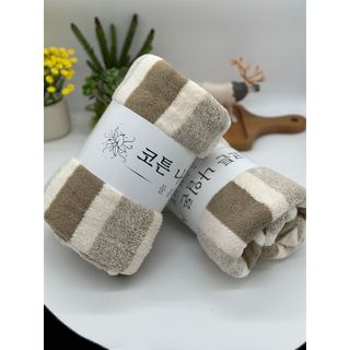 Khăn Tắm Lông Cừu Siêu Mềm, Mẫu Kẻ, Kt 70x140cm