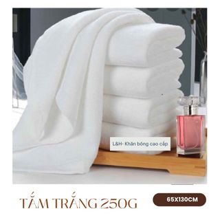 Khăn Tắm Trắng Khách Sạn, 65x130cm, Xuất Dư Sợi CD, nặng 250g