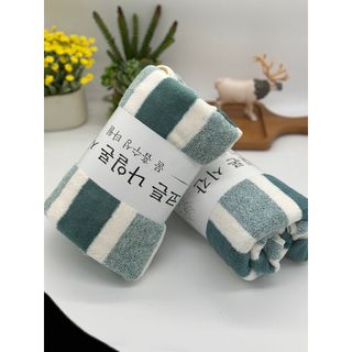 Khăn tắm lông cừu cao cấp, Khăn lau đầu, kẻ thẳng, hạt gạo, siêu mềm, KT 35x75cm