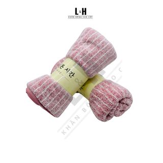 Khăn Tắm, Khăn Lau Đầu Lông Cừu Siêu Mềm Xuất Hàn Cao Cấp Kẻ Tăm, KT 35x75cm
