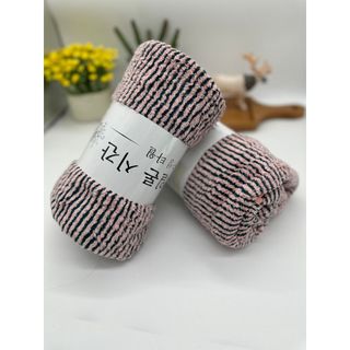 Khăn Tắm, Khăn Lau Đầu Lông Cừu Siêu Mềm Xuất Hàn Cao Cấp Kẻ Tăm, KT 35x75cm