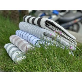 [Sang trọng, đẹp] Set 2 khăn kẻ MJ xuất nhật 250g, Organic, cotton thấm nước tốt, KT 60x120