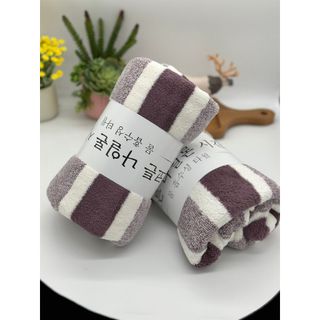 Khăn Tắm Lông Cừu Cao Cấp, Kẻ Mờ, KT 50x100cm