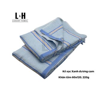 Khăn tắm MJ xuất nhật Organic, Kẻ tăm, KT 60x120cm, Nặng 230g
