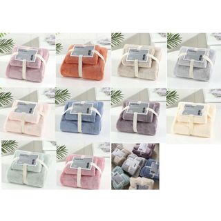 Set 2 Khăn Tắm Lông Cừu Cao Cấp, Trơn, Xuất Hàn Cỡ Lớn Siêu Mềm Mịn Thấm Hút Nước Tốt