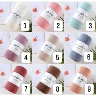 Set 2 Khăn Tắm Lông Cừu Cao Cấp, Trơn, Xuất Hàn Cỡ Lớn Siêu Mềm Mịn Thấm Hút Nước Tốt