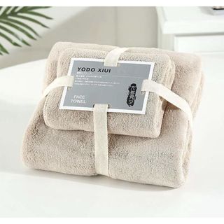 Set 2 Khăn Tắm Lông Cừu Cao Cấp, Trơn, Xuất Hàn Cỡ Lớn Siêu Mềm Mịn Thấm Hút Nước Tốt