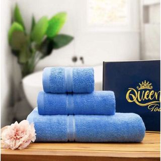 Bộ 3 khăn tắm [SET SANG TRỌNG] Thấm hút, Cotton dày dặn, 1 khăn mặt, 1 lau đầu, 1 tắm 60x120cm