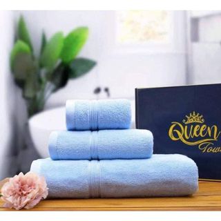 Bộ 3 khăn tắm [SET SANG TRỌNG] Thấm hút, Cotton dày dặn, 1 khăn mặt, 1 lau đầu, 1 tắm 60x120cm