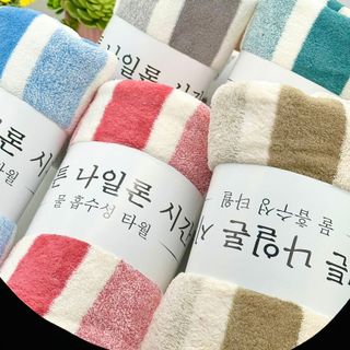 Khăn Tắm Lông Cừu Xuất Hàn Cao Cấp, Kẻ Mờ, KT 70x140cm