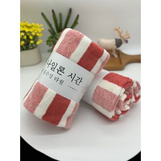 Khăn Tắm Lông Cừu Xuất Hàn Cao Cấp, Kẻ Mờ, KT 70x140cm