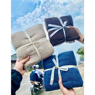 [Siêu rẻ, đẹp] Set 2 khăn kẻ, trơn MJ xuất nhật, Organic, cotton thấm nước tốt, KT 60x120, 210g