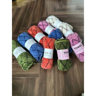 Khăn tắm, khăn lau đầu lông cừu xuất hàn cao cấp, hoa cúc, KT 35x75cm