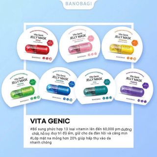 - Mặt nạ Banobagi Vita Genic Jelly Mask là loại mặt nạ giàu vitamin với hàm lượng cao, được chiết xuất hoàn toàn từ nguồn nước khoáng tự nhiên được thu hoạch tại đảo Jeju Hàn Quốc.