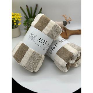 Khăn Mặt Lông Cừu Kẻ Tăm Nổi, KT 30x50cm