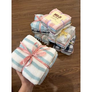Quà tặng sang trọng, Khăn tắm, lau đầu MJ cao cấp, set 4c gội,kt 35x80cm