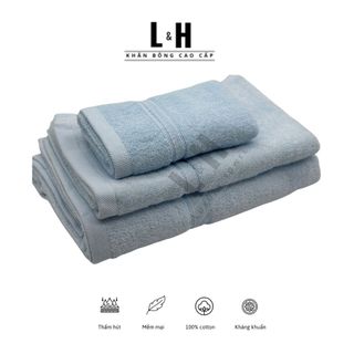 Combo 3 Khăn Tắm Gội Mặt Cao Cấp 100% Cotton Siêu Thấm Hút, Không Sổ Lông, Không Phai Màu