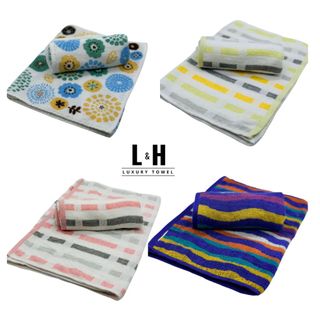 Khăn gội kẻ Nhật MJ Organic, KT 34x80cm, 120g