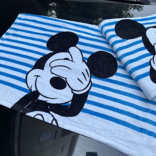 Khăn tắm cho bé MJ Organic, chuột MICKEY KẺ XANH, 60x120cm