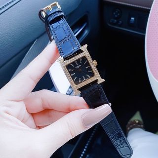 ĐỒNG HỒ NỮ CAO CẤP HERMET DÂY DA VIỀN HỘT VÀNG GIÁ MỚI